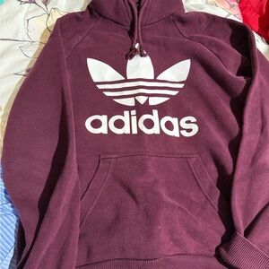 Adidas Maroon Hoodie with White Logo